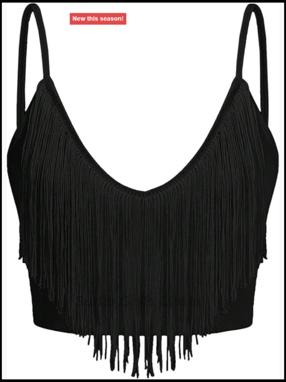 Fringe Trim V Neck Sleeveless Cami Top Tassel Crop